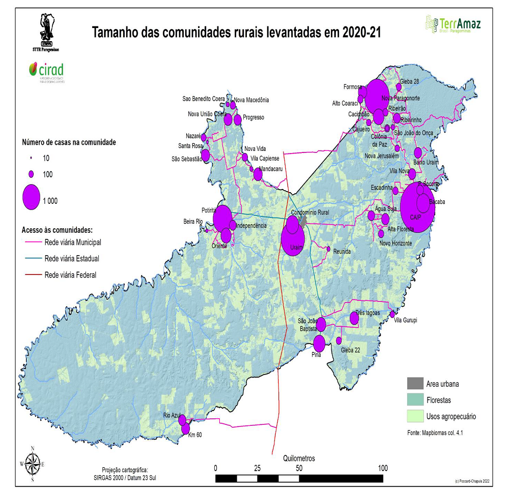 Figura 01. Mapeamento das Comunidades Rurais de Paragominas em 2020-2021.